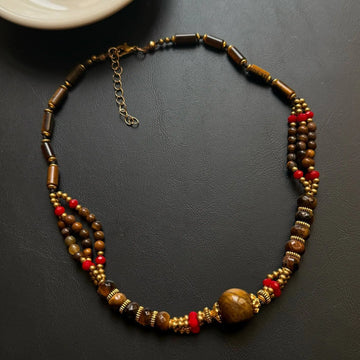 Colier Tibetan Damă cu Margele Ochi de Tigru , Artizanat Nepal