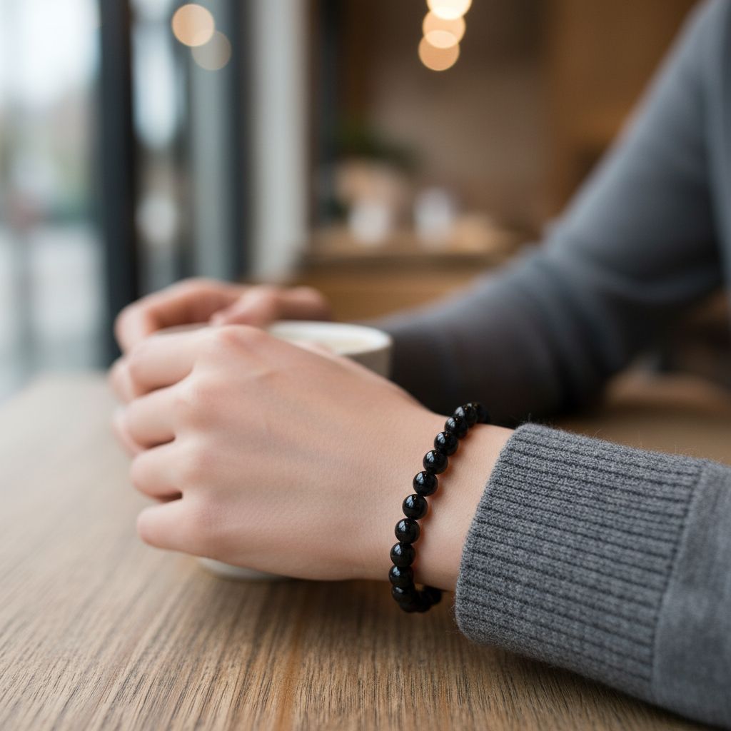 bratara din pietre de turmalina neagra de 6mm