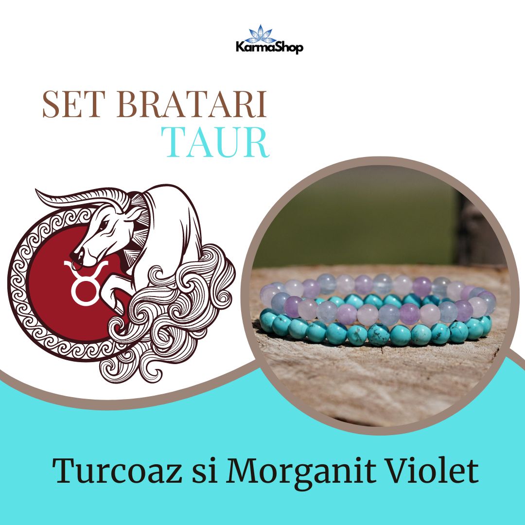 bratarile zodiei taur - cristalele norocoase pentru taur turcoaz si morganit violet